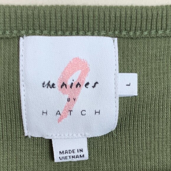 The Nines by Hatch Scoop Army Green Neck 3/4 Length Sleeve Ribbed Top Large - Picture 2 of 6